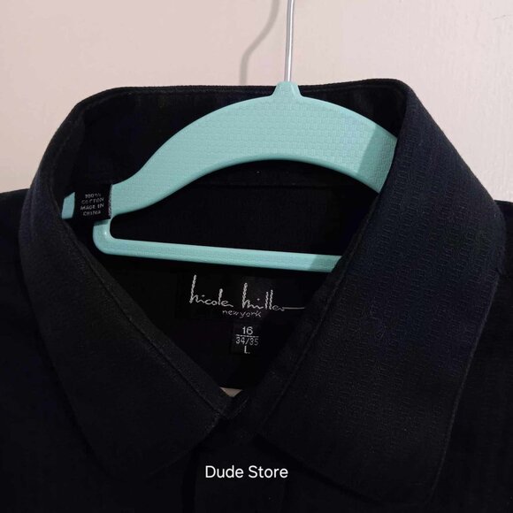 Nicole Miller New York - Black Stripe L/S Men's Shirt - Size Large - 16 34/35 - Picture 2 of 4